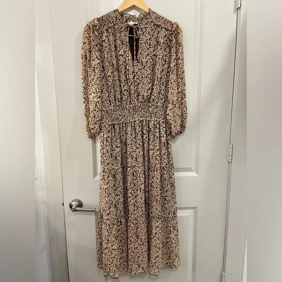 Blu Pepper Beige and Brown Floral Dress - Picture 2 of 6